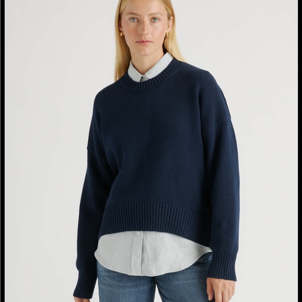 Quince Navy Crewneck Sweater